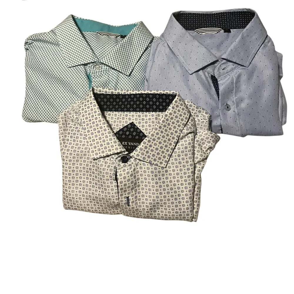 Alex Vando Microfiber Wrinke Free Button Down Shirts Large Set of Three EUC - Picture 1 of 9